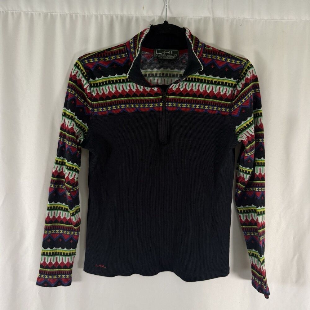 Lauren Ralph Lauren Active 1/4 Zip Top Women's Small Black Long Sleeve Pullover